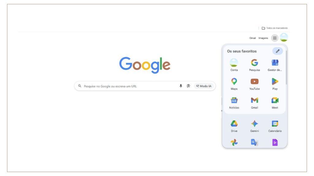 Exemplo de como acessar o gerenciador de Perfill da Empresa no Google